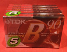 Load image into Gallery viewer, TDK B90 - 5 PACK - BLANK CASSETTE - BRAND NEW
