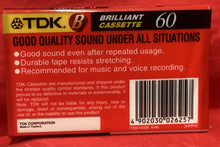 Load image into Gallery viewer, TDK B60 BLANK CASSETTE (NEW / SEALED)
