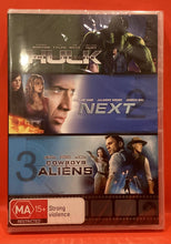 Load image into Gallery viewer, INCREDIBLE HULK / NEXT/ COWBOYS &amp; ALIENS  - DVD (NEW/ SEALED)
