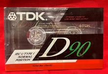 Load image into Gallery viewer, TDK D90 BLANK AUDIO CASSETTE (SEALED)
