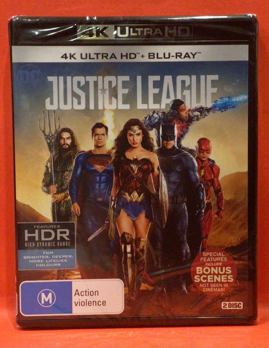 JUSTICE LEAGUE  - 2 DISCS -  4K ULTRA HD  & BLU-RAY (NEW/ SEALED)