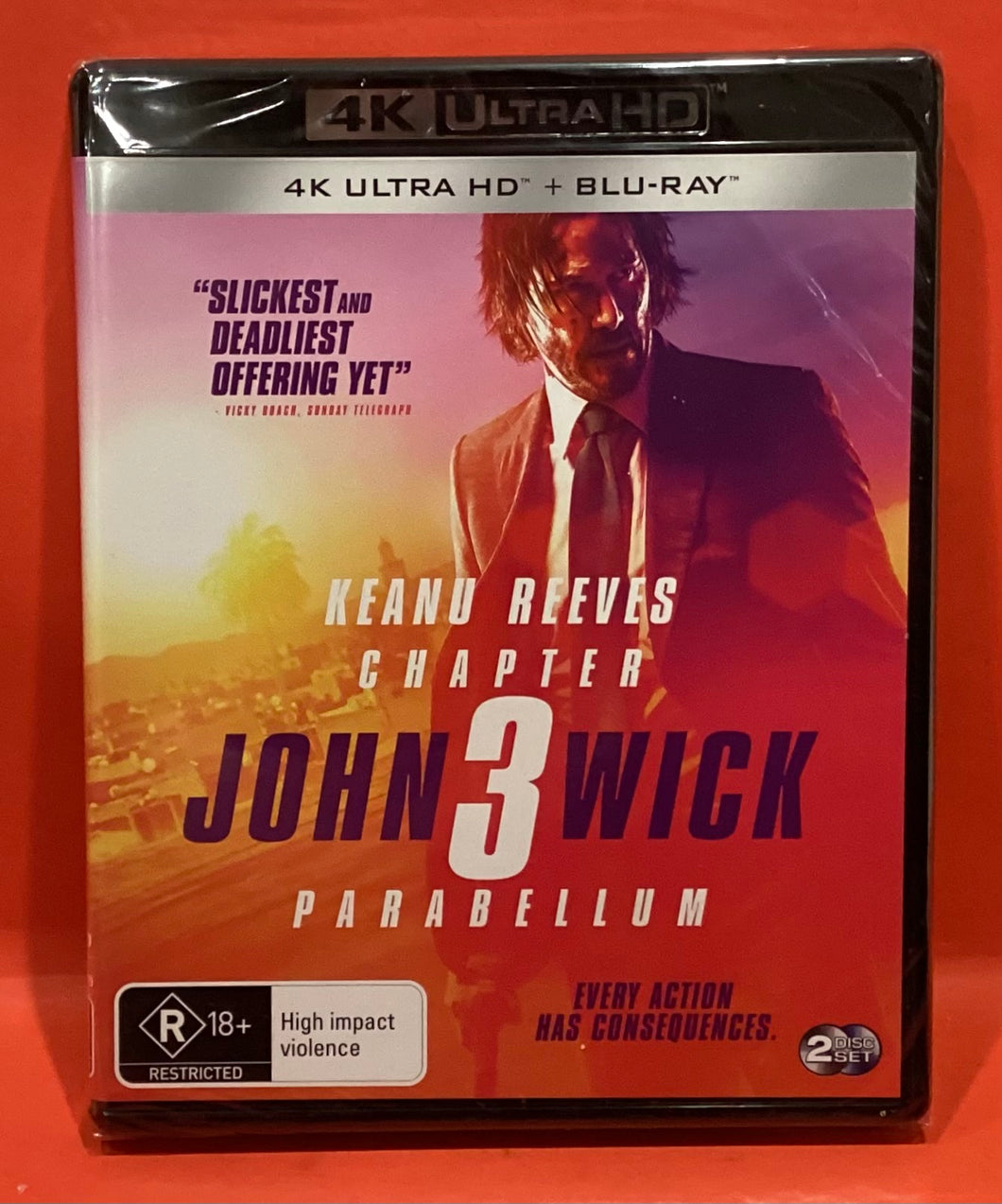 JOHN WICK - CHAPTER  3 - PARABELLUM - 2 DISCS -  4K ULTRA HD  & BLU-RAY (NEW/ SEALED)