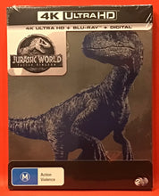 Load image into Gallery viewer, JURASSIC WORLD FALLEN KINGDOM  -  4K ULTRA HD &amp; BLU-RAY  -  STEELBOOK (NEW/ SEALED)
