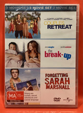 Load image into Gallery viewer, 3 MOVIE SET - COUPLES RETREAT THE BREAK UP FORGETTING SARAH MARSHAL  - DVD  (NEW/ SEALED)
