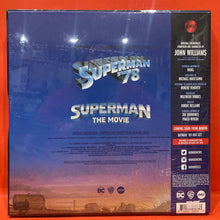 Load image into Gallery viewer, SUPERMAN &#39;78 / SUPERMAN: THE MOVIE  - LP + GRAPHIC NOVEL - &quot;METROPOLIS SWIRL&quot; COLOURED VINYL SOUNDTRACK BOX SET (NEW SEALED) MONDO
