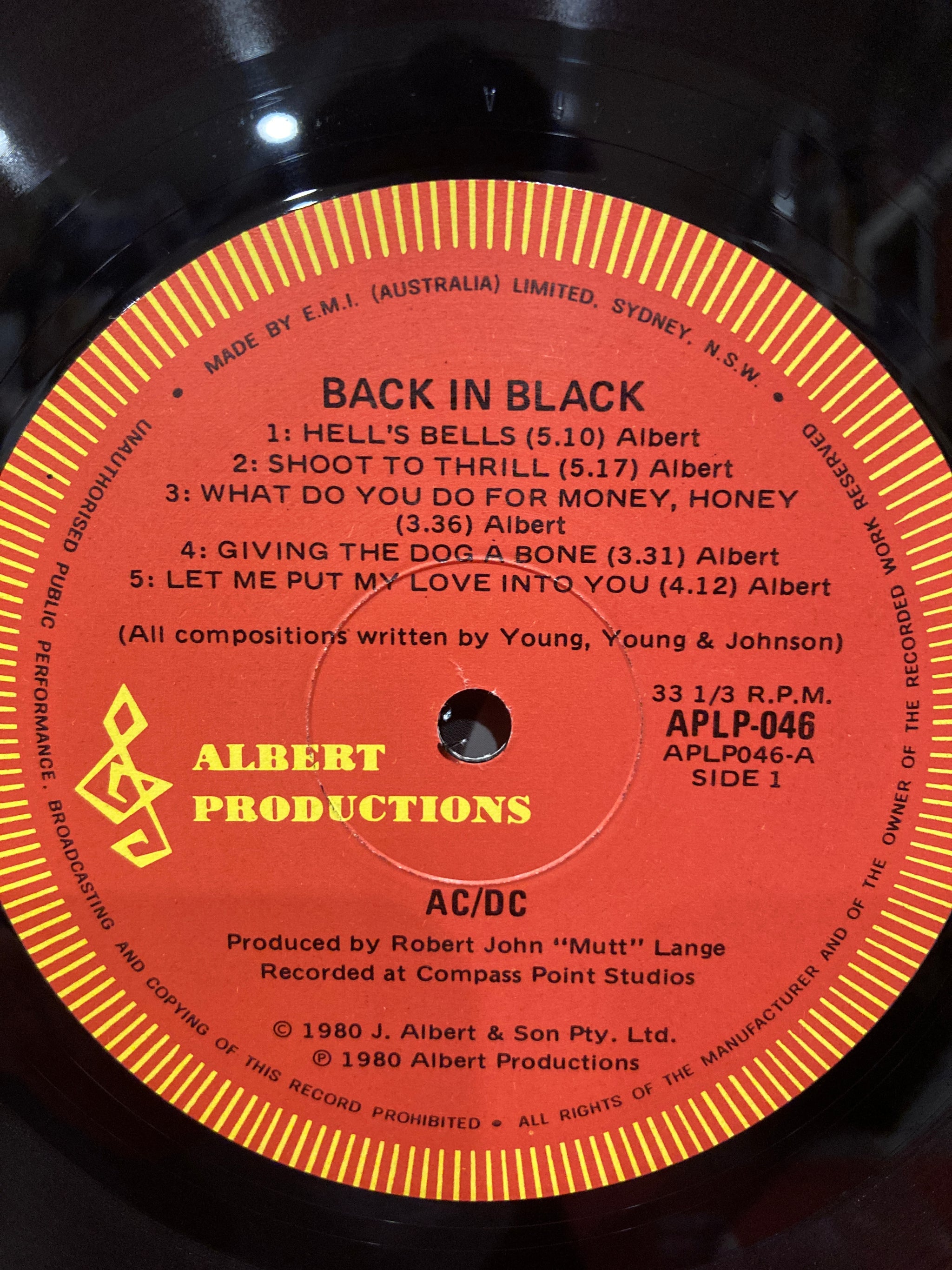 AC/DC レコード AC/DC - BACK IN BLACK LP - VINYL - 1980 OZ PRESS APLP.046 – Dixon
